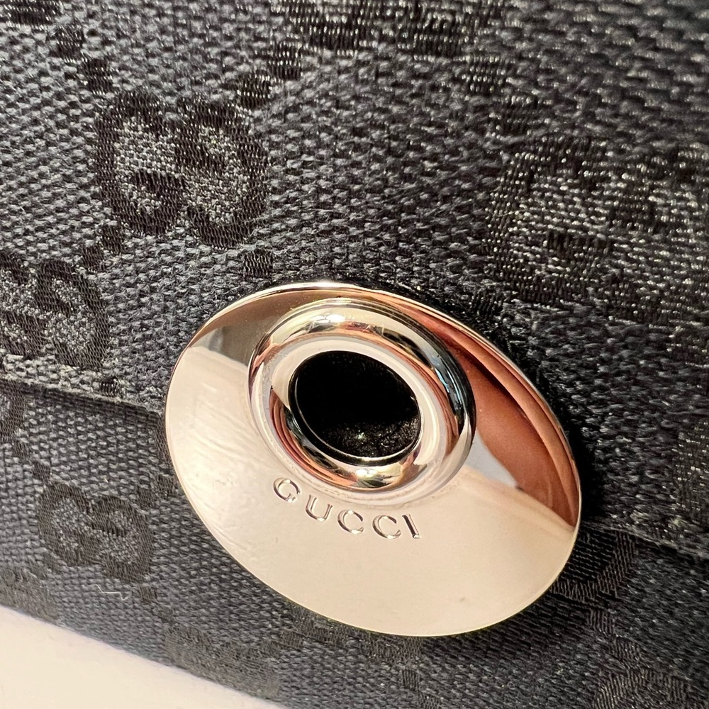 Authentic Gucci Black Eclipse Long Wallet Canvas & Leather *AMAZING CONDITION* - Picture 3 of 16